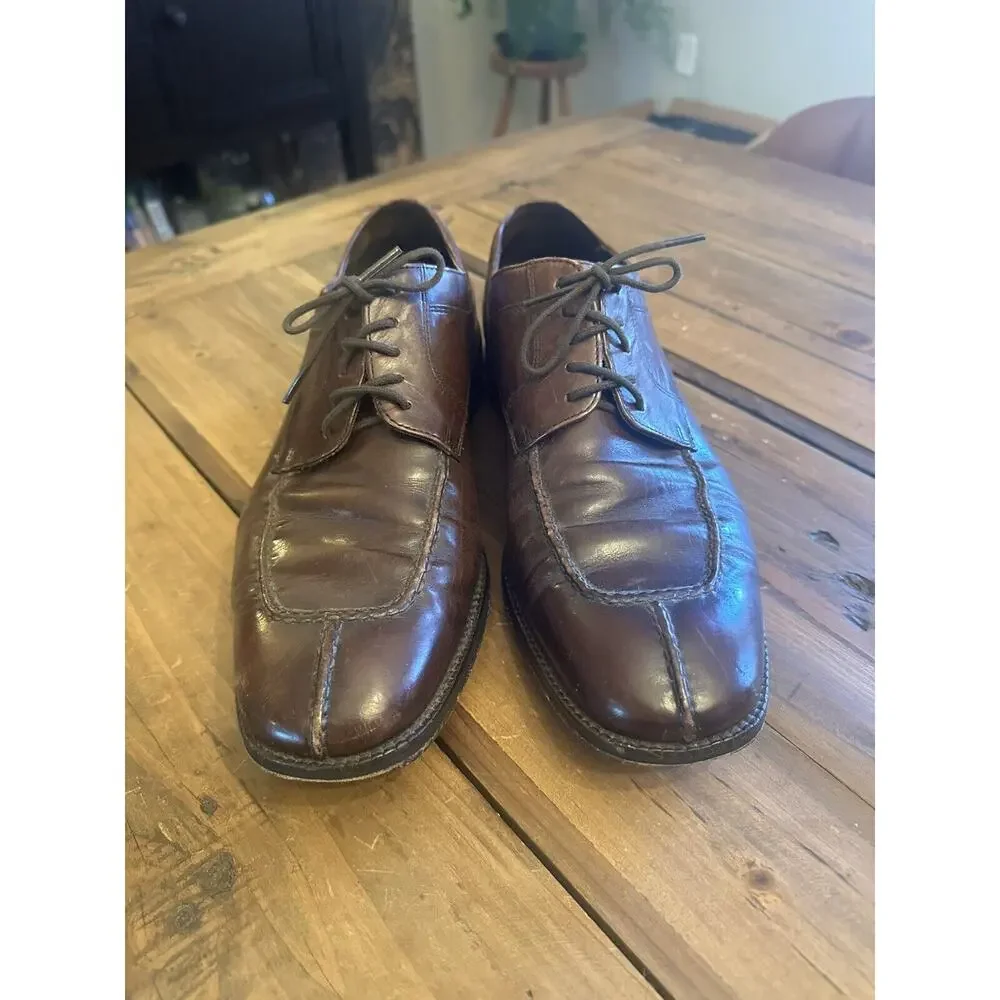 Cole Haan City Brown Leather Oxford Men’s Shoes Size 9.5M Cap Toe Stitch Office